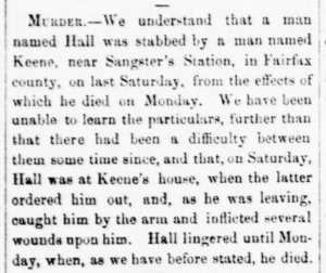 William H. Keene was indicted for murder, as this article shows from 1 November 1855.